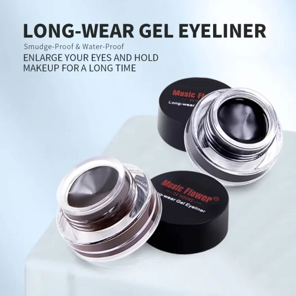 Magic Flower Waterproof Cream Eyeliner – Set of 2 w/Brush - Image 5
