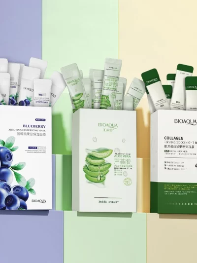 BIOAQUA Sleeping Facial Masks 
Collagen, Blueberry & Aloe Vera
60 piece set