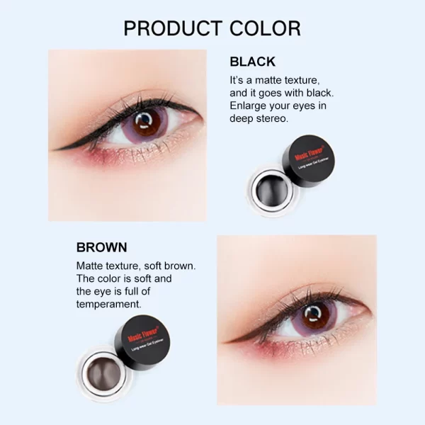 Magic Flower Waterproof Cream Eyeliner – Set of 2 w/Brush - Image 7