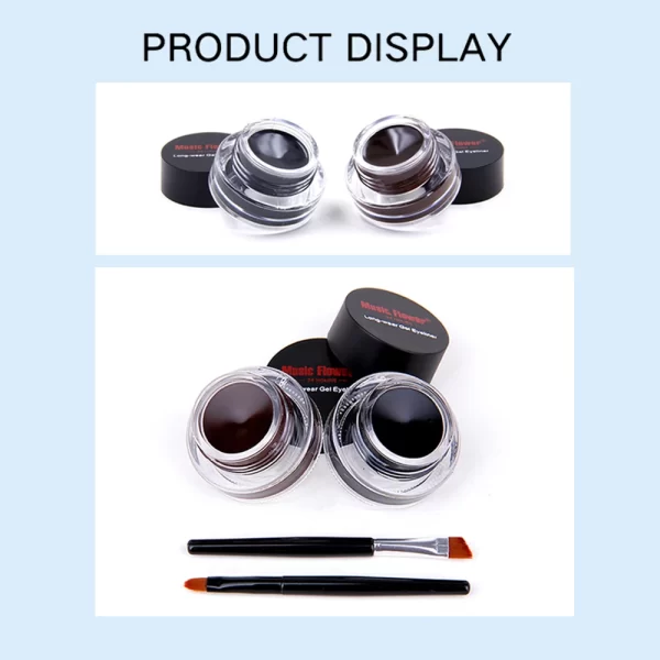 Magic Flower Waterproof Cream Eyeliner – Set of 2 w/Brush - Image 3