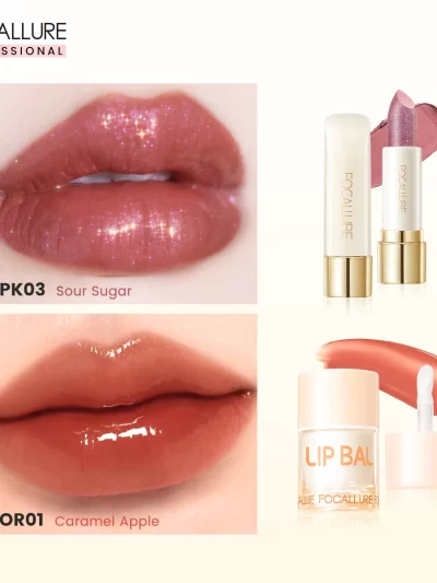 FOCALLURE 2 Pcs Lip Gloss & Balm Lipstick Set