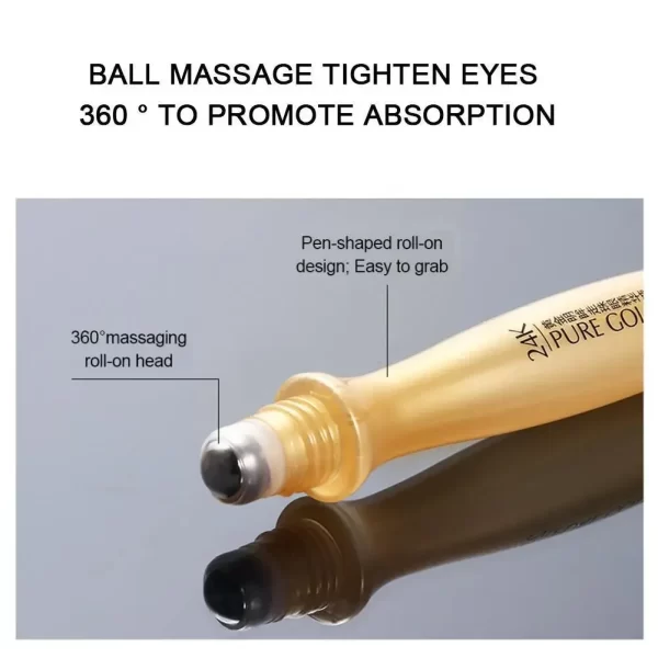 24K Gold Moisturizing Eye Serum with Cooling Roller - Image 4